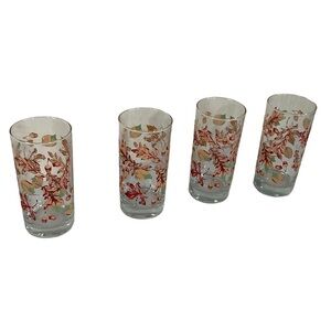 Vintage Greenbriar Fall Autumn Leaves 4 Glasses Tumblers